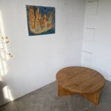 Round modernist coffee table, elm, 1950s.