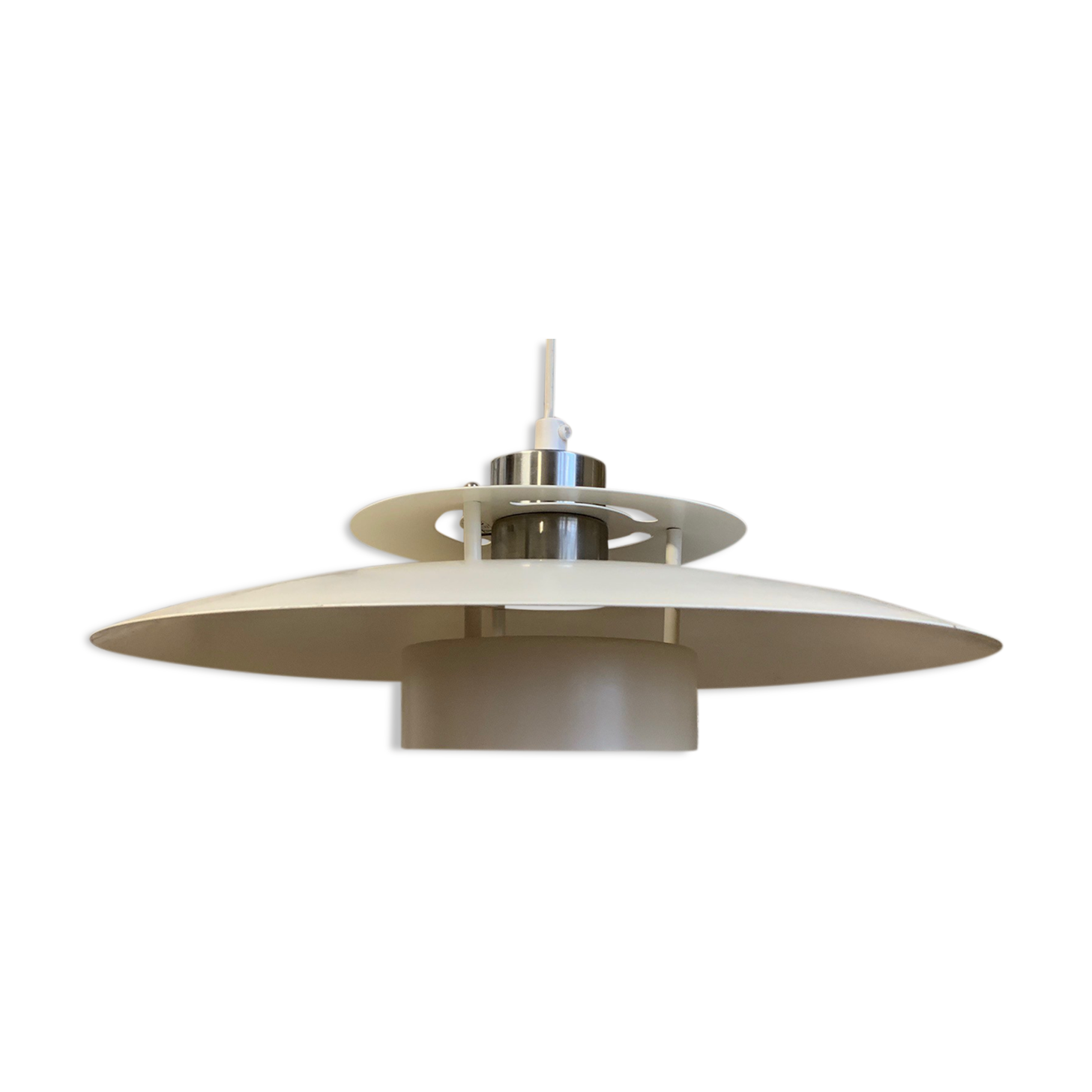 Beige/white pendant lamp by the Danish company Lyskaer, 1970-80, model 411