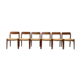 Set of 6 dining chairs, model 75 by Niels O. Møller in teak and paper cord