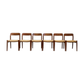 Set of 6 dining chairs, model 75 by Niels O. Møller in teak and paper cord