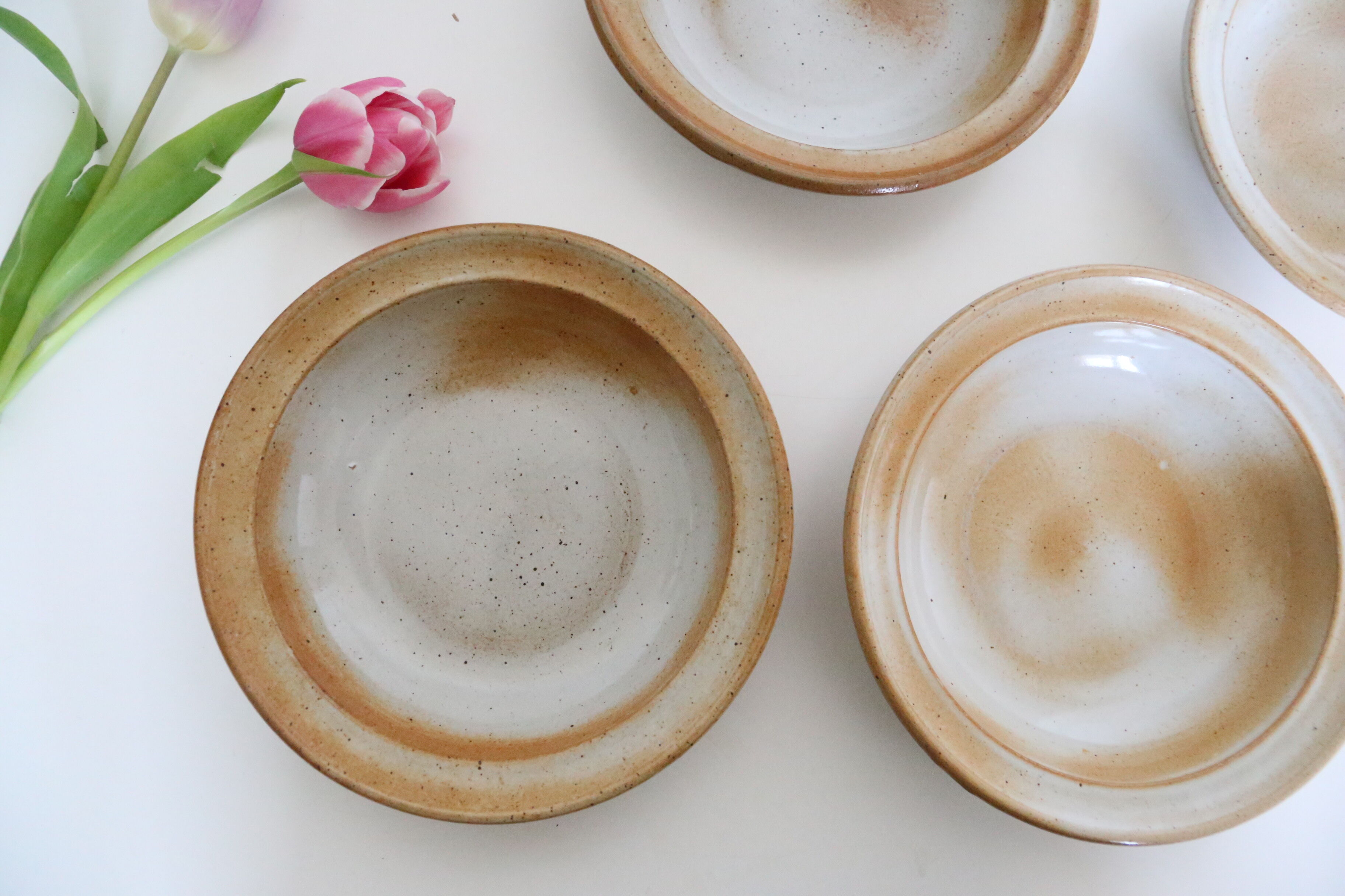 Set of 4 hollow plates Grès du Marais, vintage