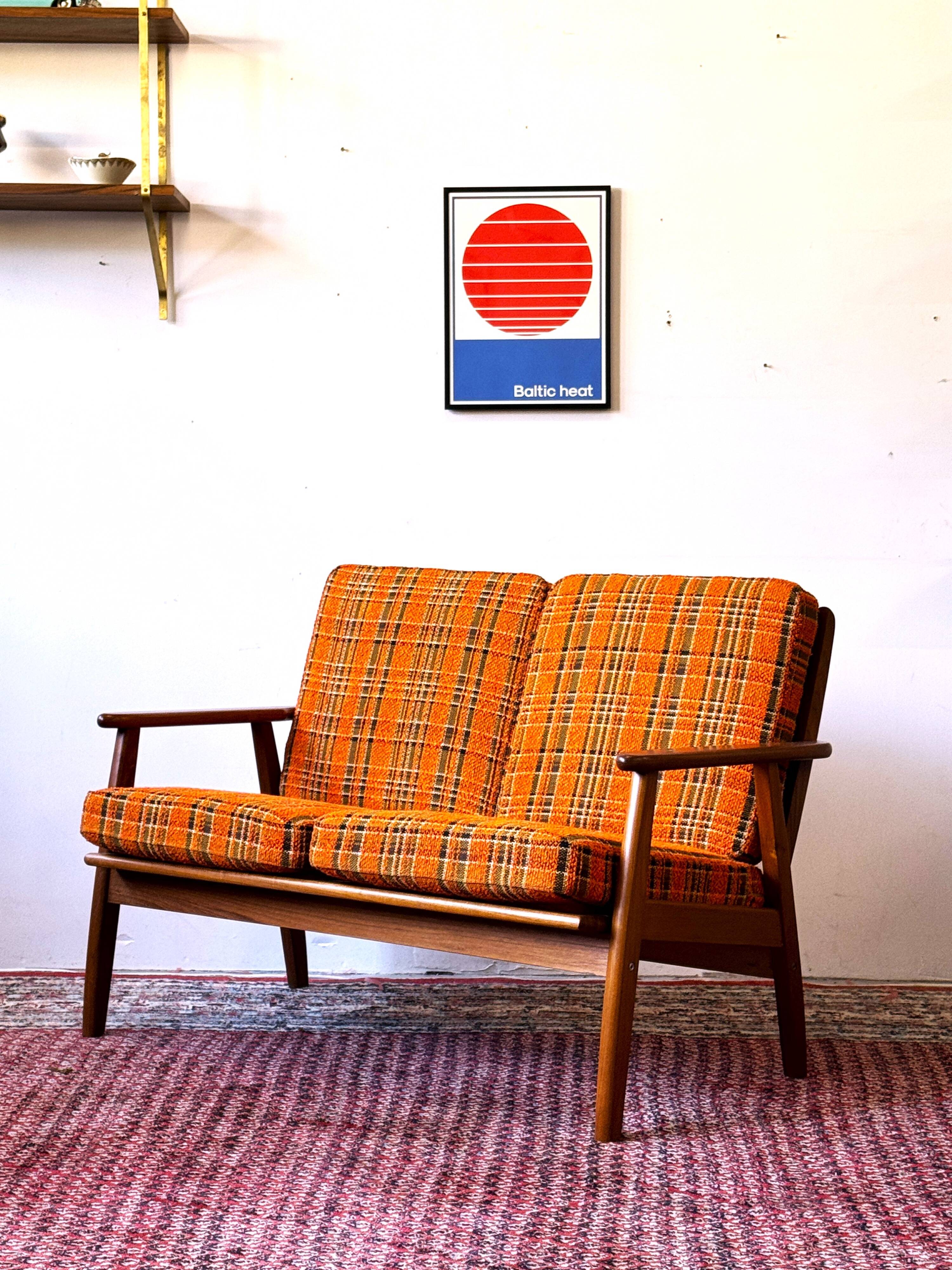Teak and wool sofa, Denmark 60s/70s, vintage, mid-c modern