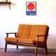Teak and wool sofa, Denmark 60s/70s, vintage, mid-c modern