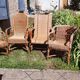 Set of 4 wicker and rattan armchairs
