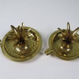 Elegant pineapple candlesticks in lacquered brass 1970-1980