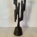 Brutalist cast iron candelabra candle holder Germany