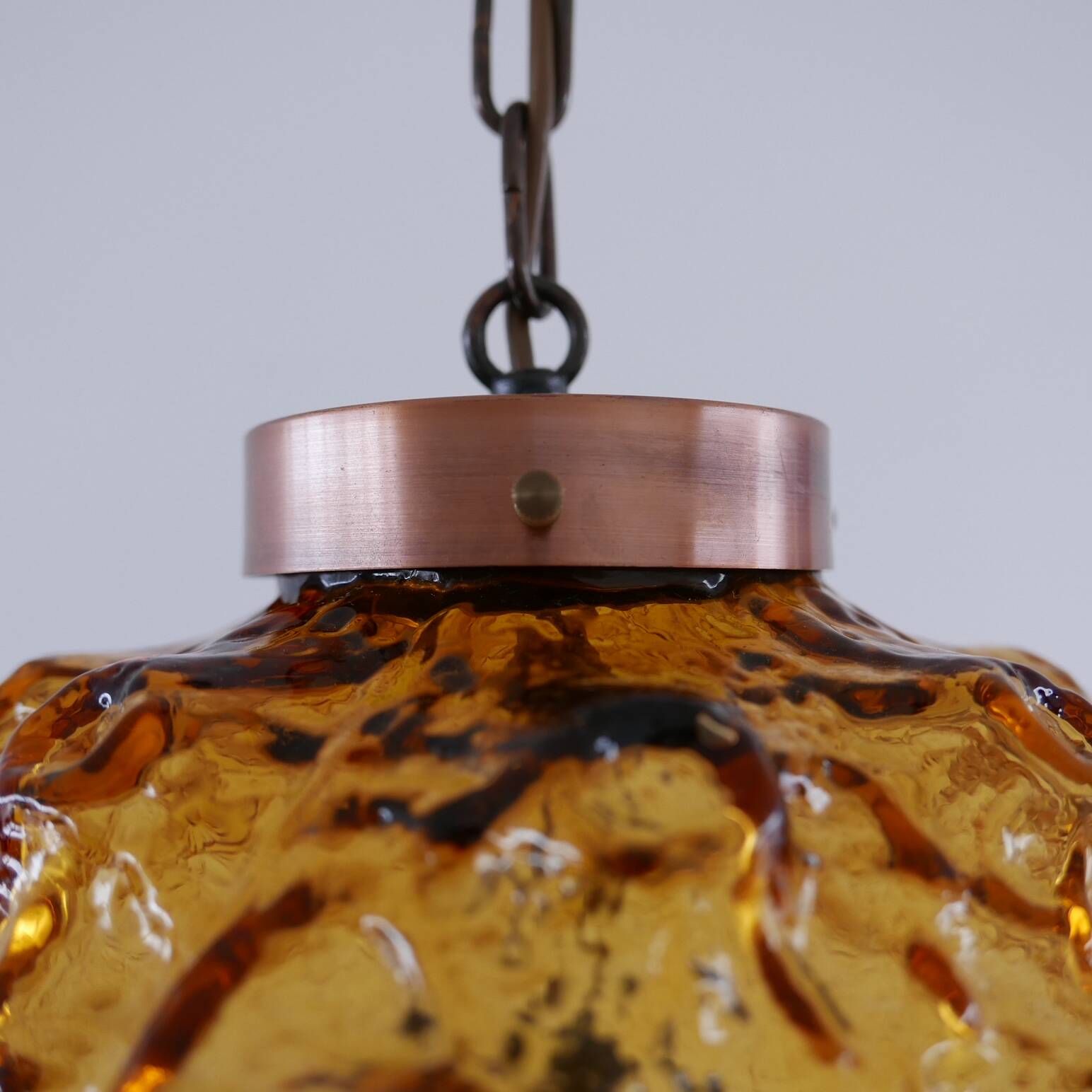 Danish Mid-Century Copper and Glass Pendant Light