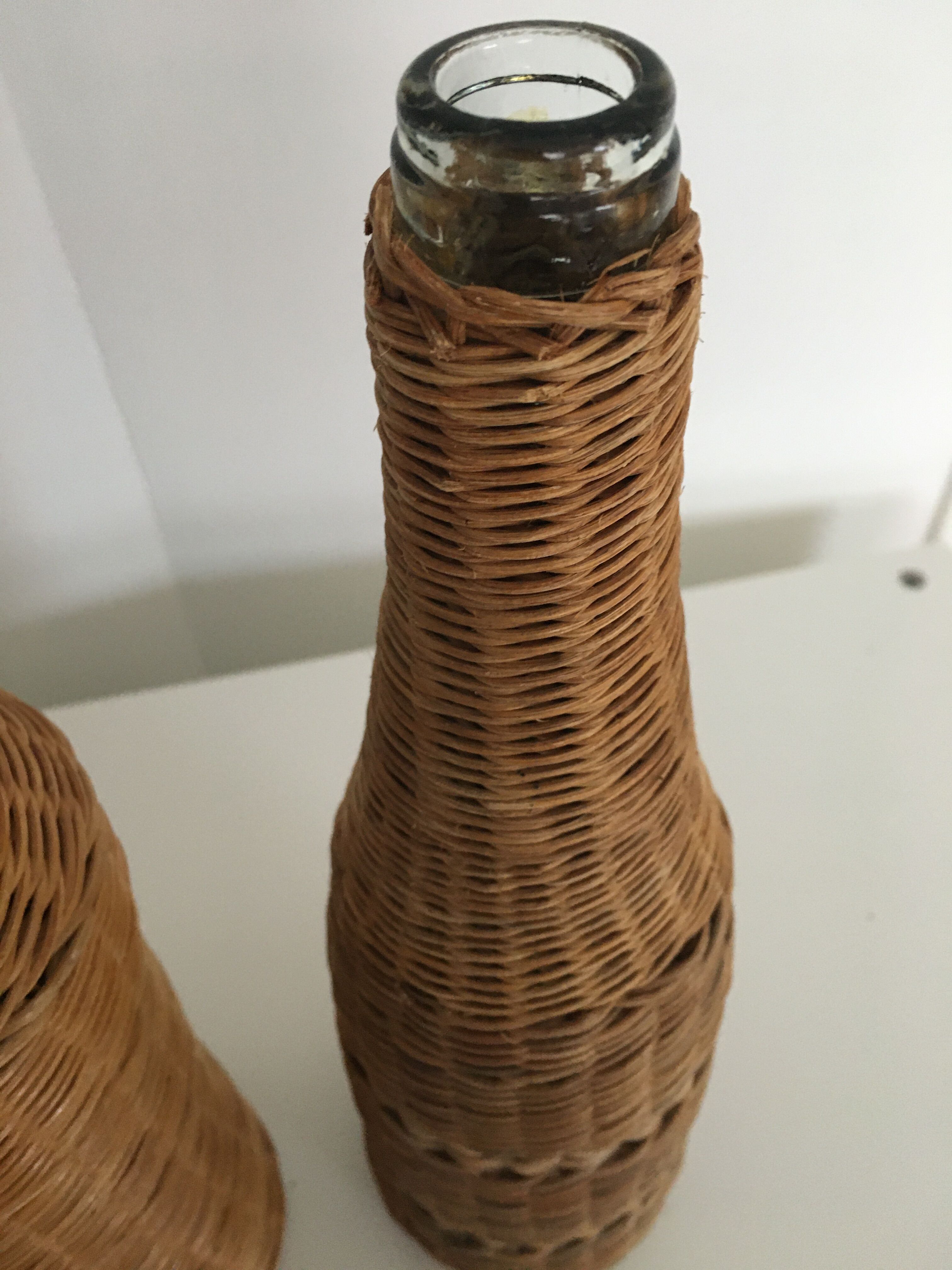 Set of 3 rattan bottles