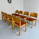 Lot of 8 old Scandinavian design wooden chairs from the 80s vintage