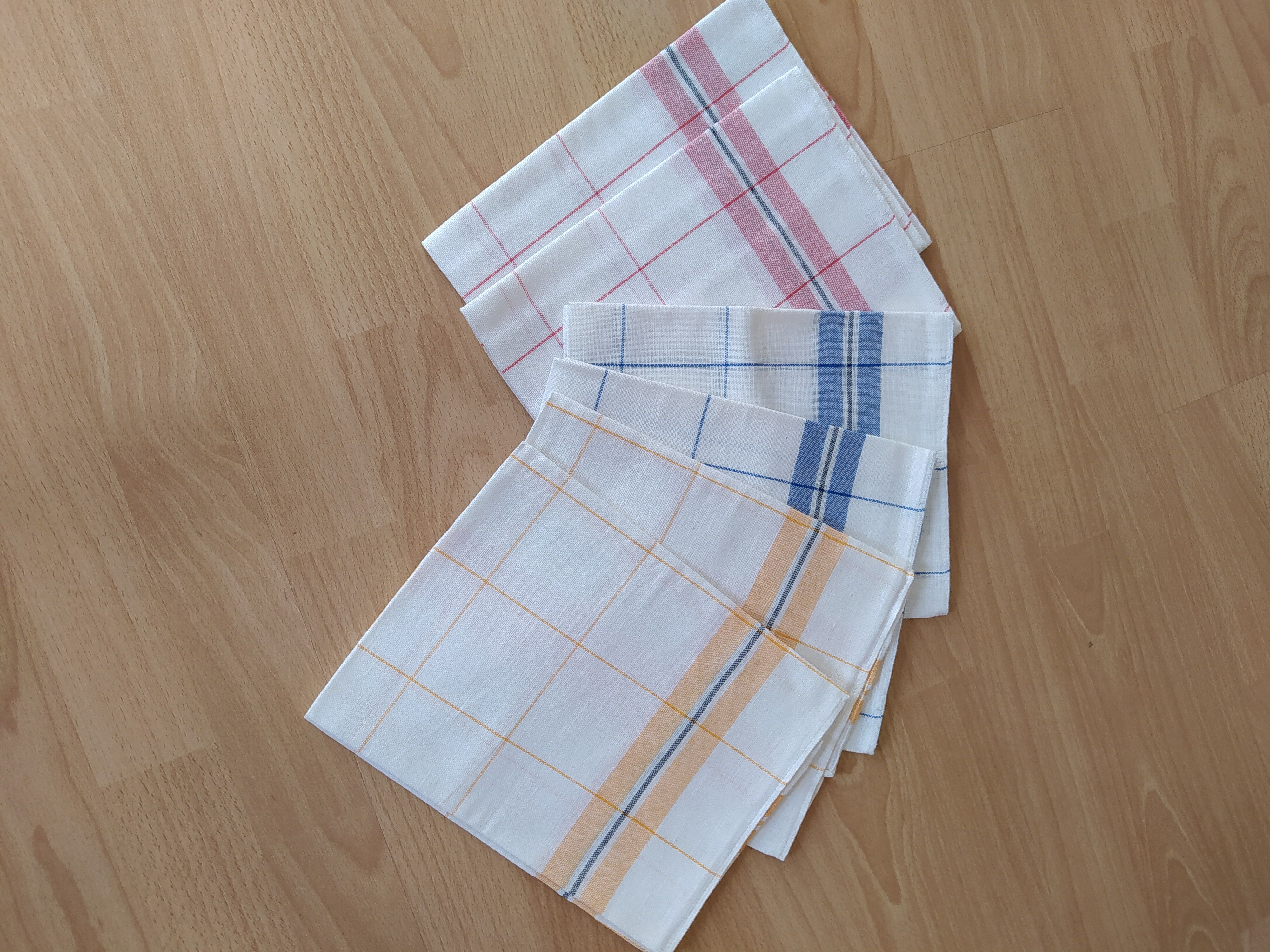 Lot de 6 torchons métis coton/lin vintage neufs