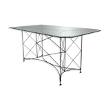 Steel Wire and Rattan Dining Table or Desk, Japan 1980's