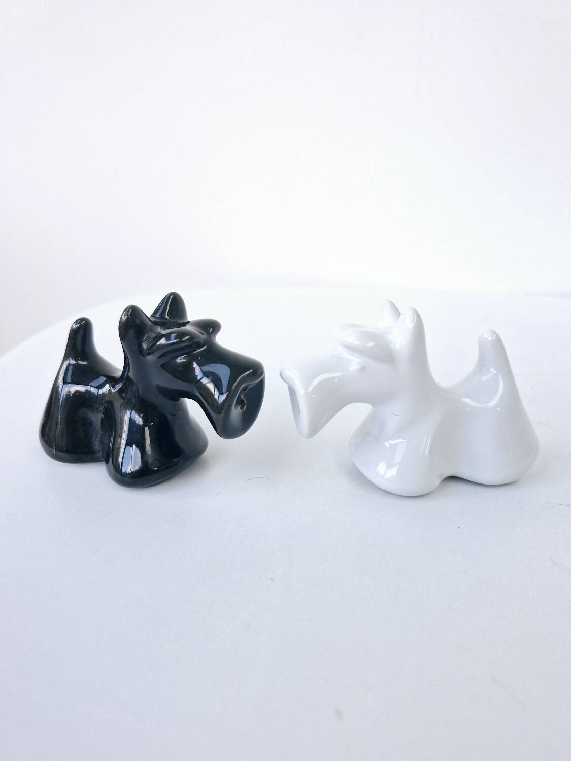 Black And White Scottish Terrier Dog Ceramic Salt And Pepper Shakers