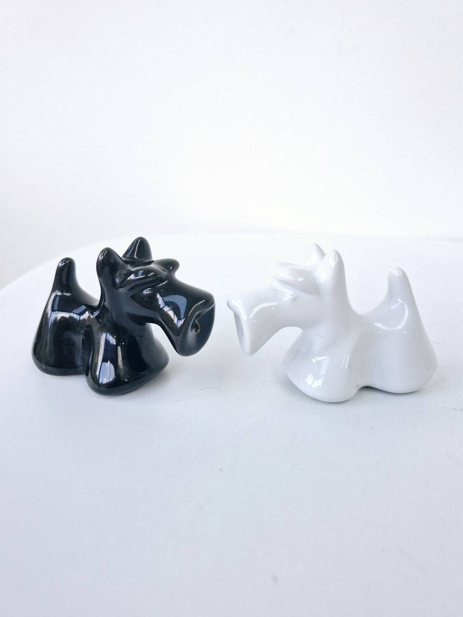 Black And White Scottish Terrier Dog Ceramic Salt And Pepper Shakers