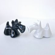 Black And White Scottish Terrier Dog Ceramic Salt And Pepper Shakers
