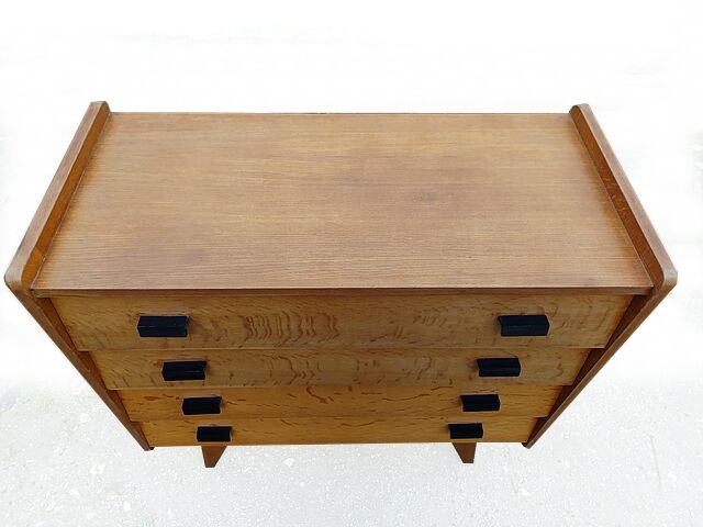 Vintage 1960s chest of drawers with compass legs