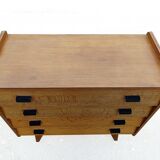 Vintage 1960s chest of drawers with compass legs