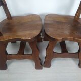 4 brutalist oak chairs