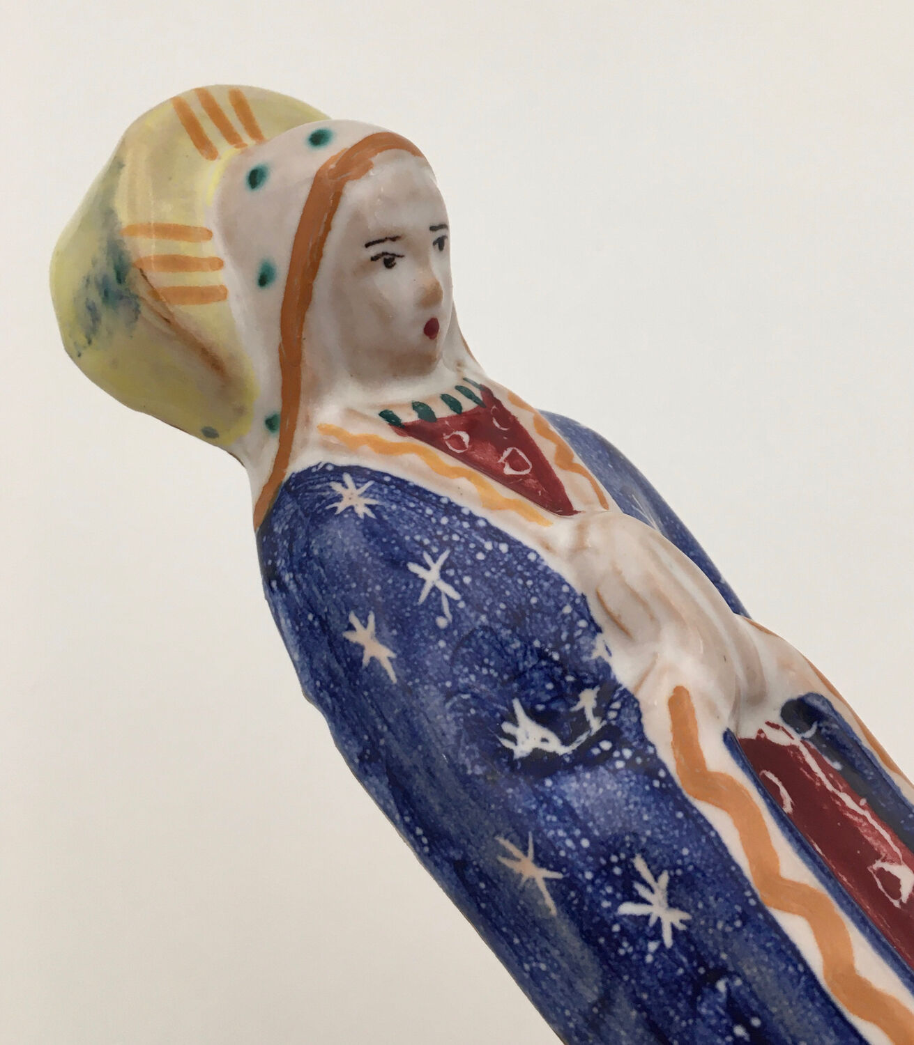 Virgin in polychrome enameled earthenware, 20th century
