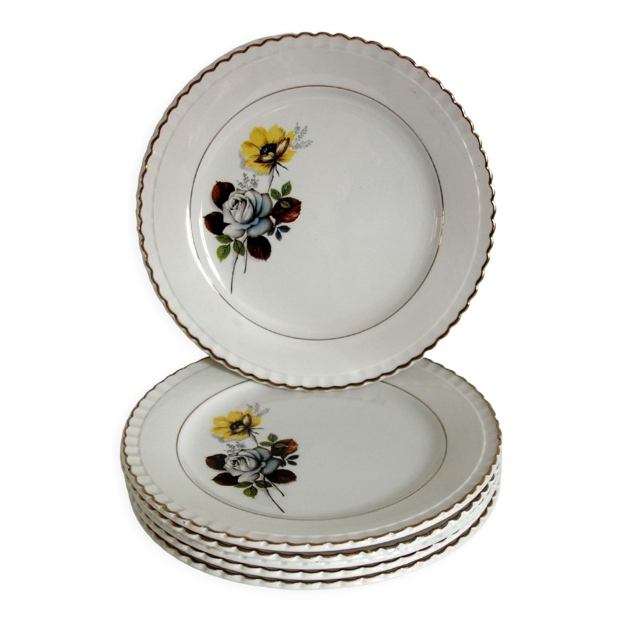 Set of 6 dessert plates Digoin model Veronese, 50s