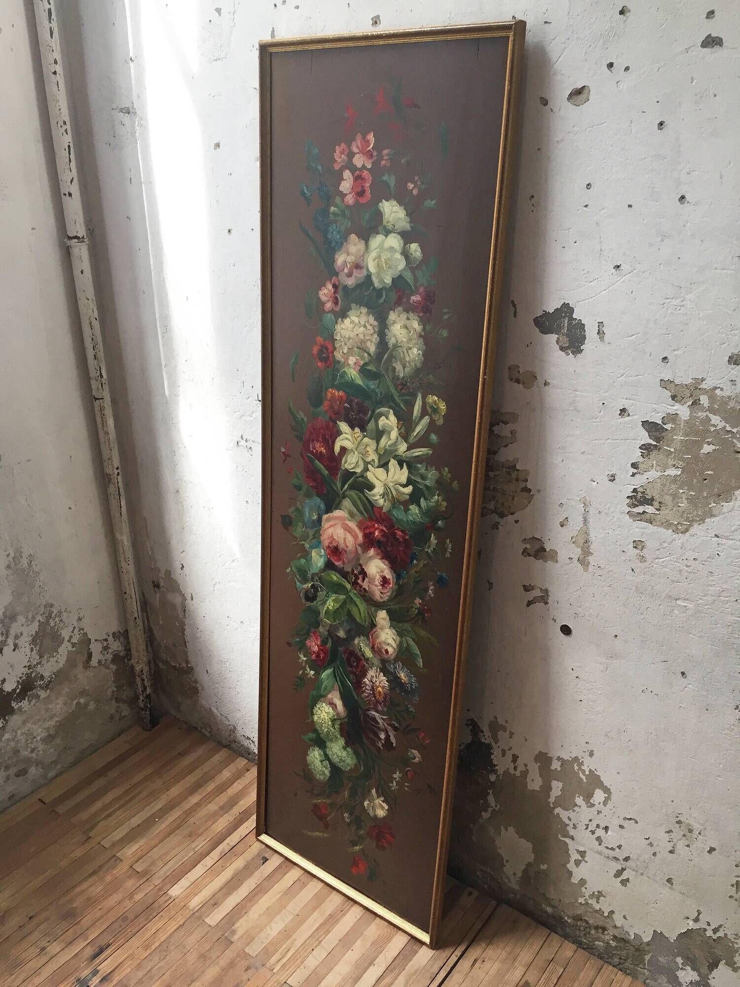 Peinture à l’huile sur bois XIXème format XXL