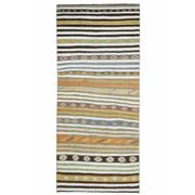 1970s Vintage Turkish Hand-Knotted Wool Cotton Green Runner Rug 139x323