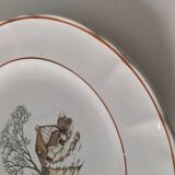 Large vintage Italian earthenware platter with cottage decoration – 1950s-1970s