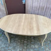 Louis XV oval extendable dining table stripped in solid oak 260cm 1970