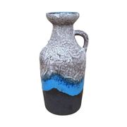 Ceramic vase with handle, fat lava, Strehla Keramik, Germany, 1970s.