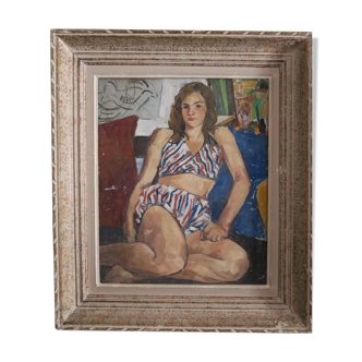 Vintage portrait of a woman in a 50s bikini