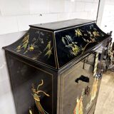 Vintage Chinese pagoda cabinet traditional scene (bohemian)