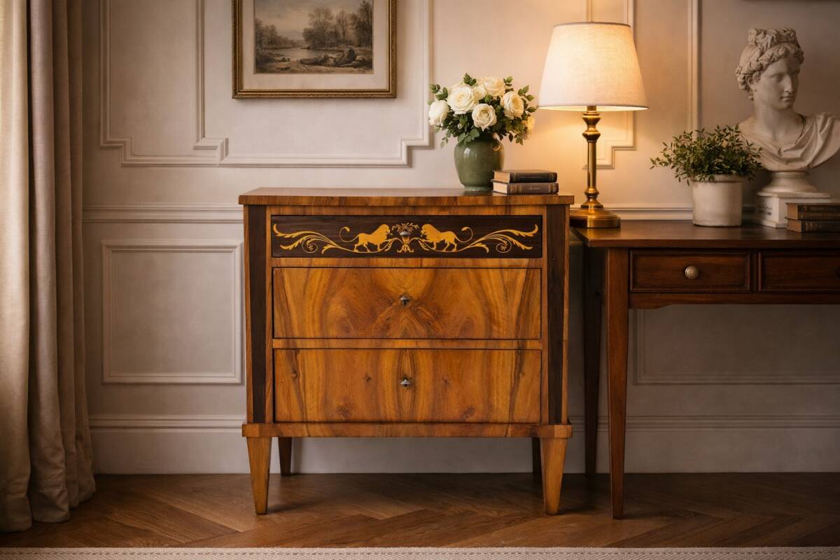 Commode en noyer unique, Allemagne, vers 1890. Après restauration.