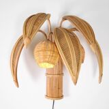 Pair of "coconut/palm" wall lights in rattan