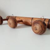 Antique folk art wall coat rack from the 50s