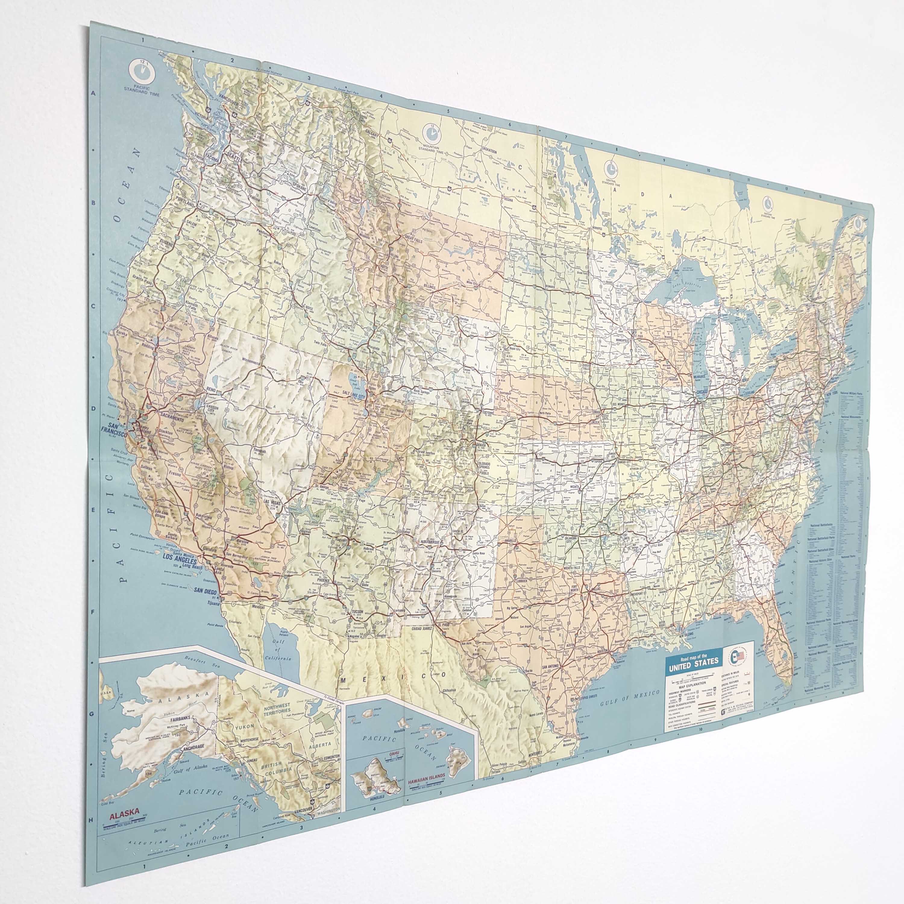 Vintage map USA 1970 America