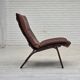 1970s, Danish loungechair by Farstrup, leather, canvas, bent wood.