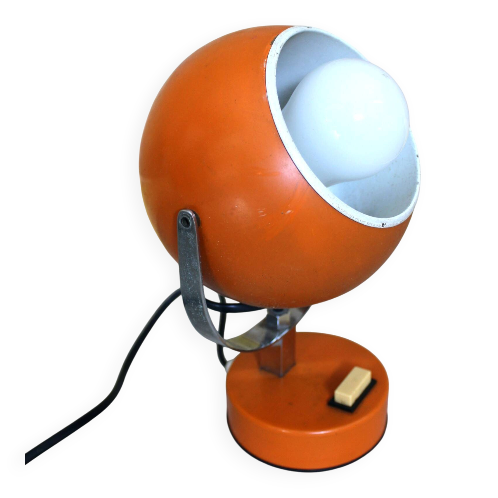 Orange Eyeball lamp, space age vintage from the 60s.