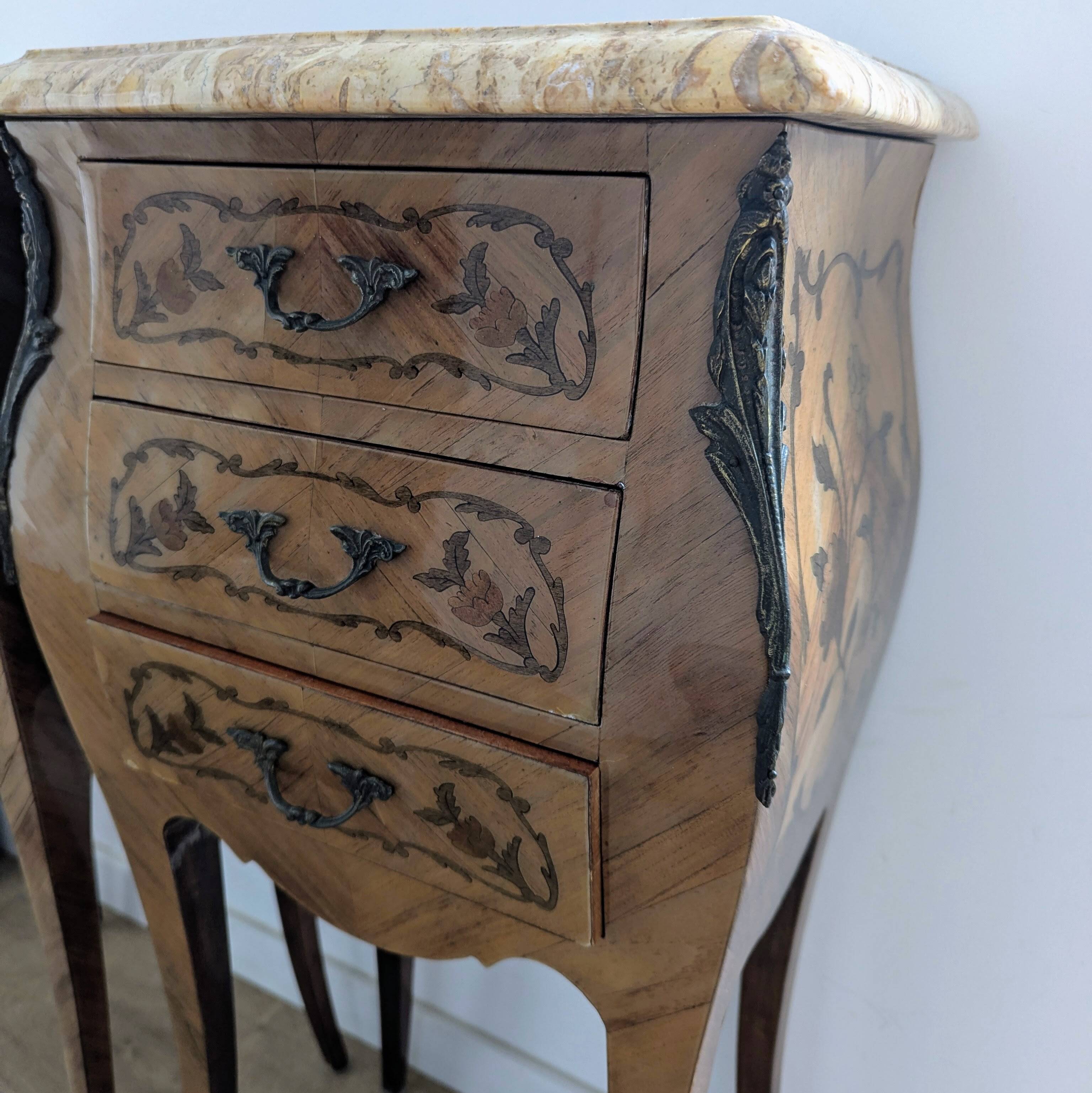 Pair of marquetry bedside tables – Louis XV style