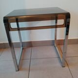 X2 Vintage 1970s smoked acrylic plexiglass side tables