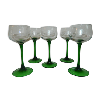 Set de 5 verres taillé à vin blanc d'Alsace motif grappe Luminarc  vintage