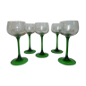 Set de 5 verres taillé à vin blanc d'Alsace motif grappe Luminarc  vintage