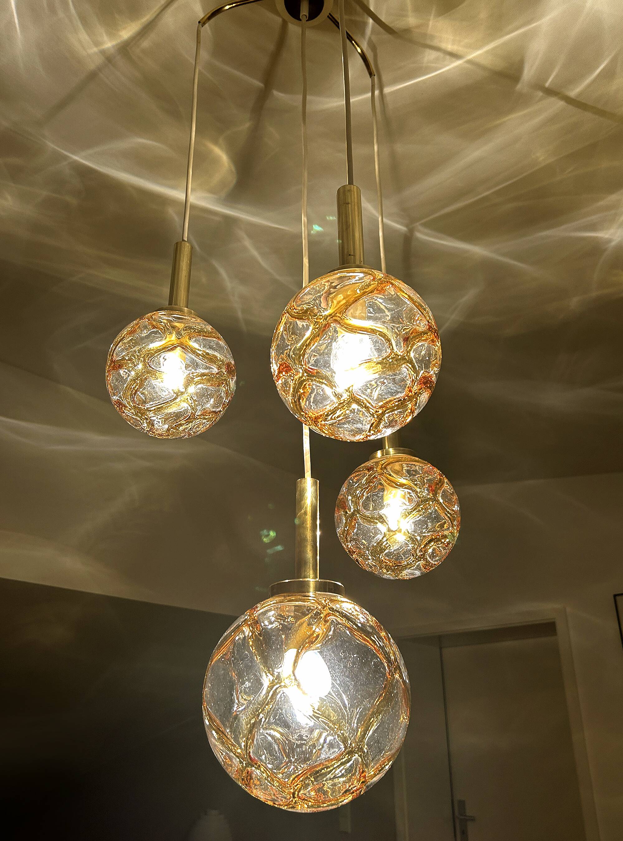 Large Mid Century  Bubble Glass Pendant Light