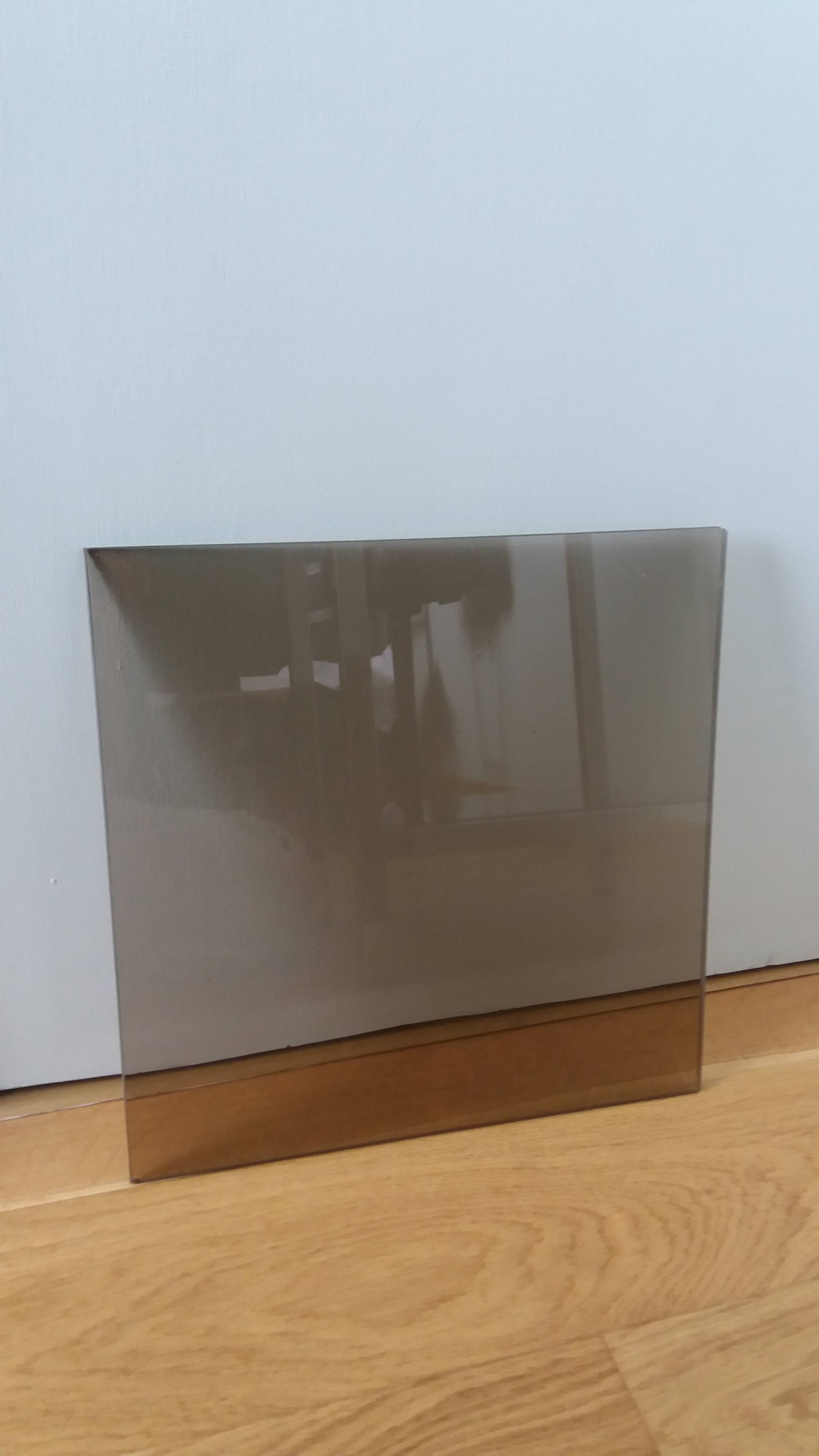 Chrome metal and smoked glass console
