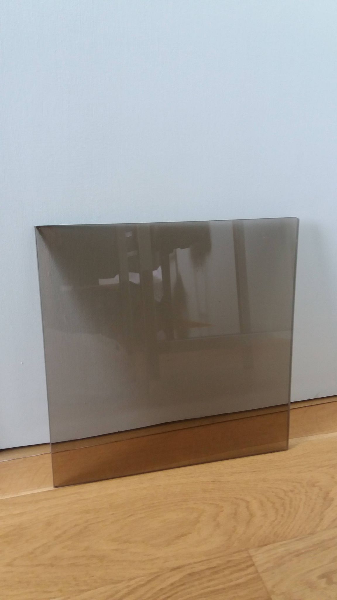 Chrome metal and smoked glass console