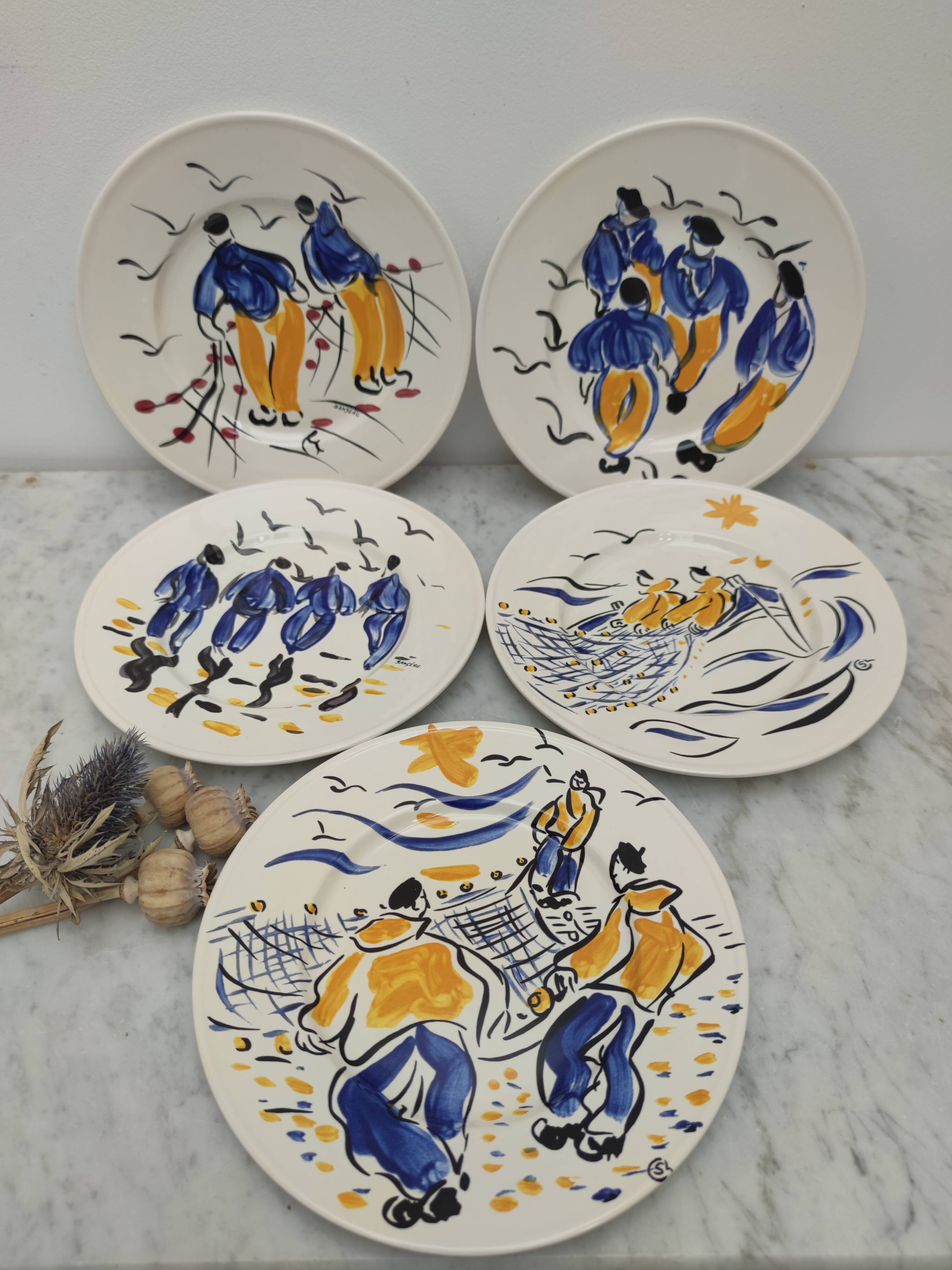 Dessert plates "Bleu Salé"