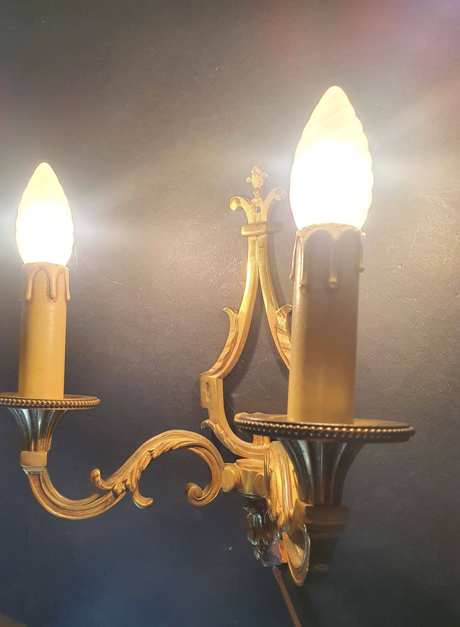 Three Louis XVI bronze wall sconces by Lucien Gau, Paris, antique.