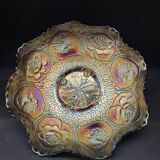 Prachtige schaal in iriserend glas met decor van dragon en lotus fenton