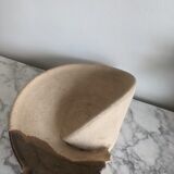 Japanese artisanal vintage cut in beige and gilded bronze ceramic in the shape of a snail shell