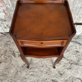 Antique Nightstand Louis XV Style Wood 3 Drawers + Vintage Case #