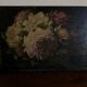Tableau 19e roses du jardin fleurs huile sur bois