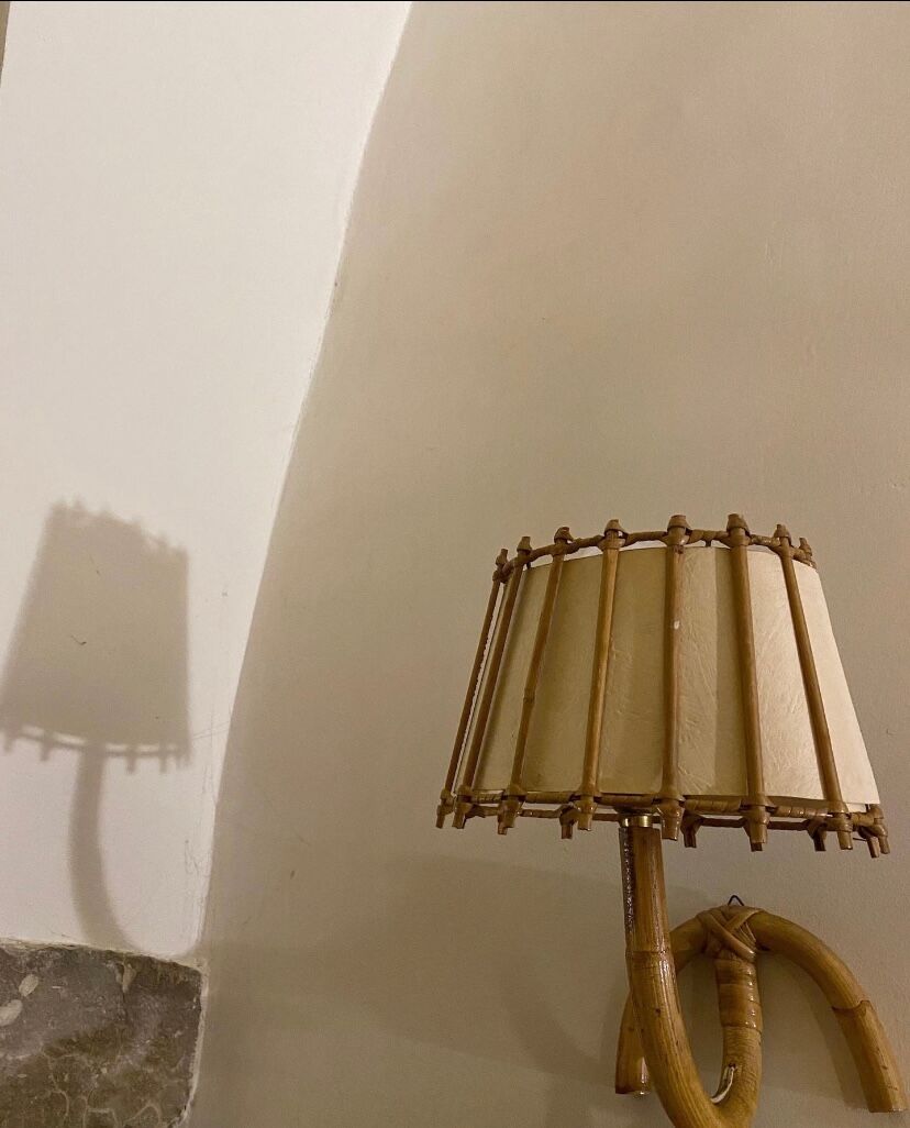 Wall lamp 50's rattan and bamboo